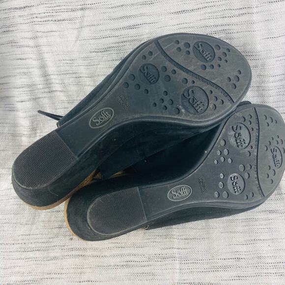 Sofft Maize Suede Black Cork Wedge Lace Up Sandals Size 9 - Picture 3 of 7